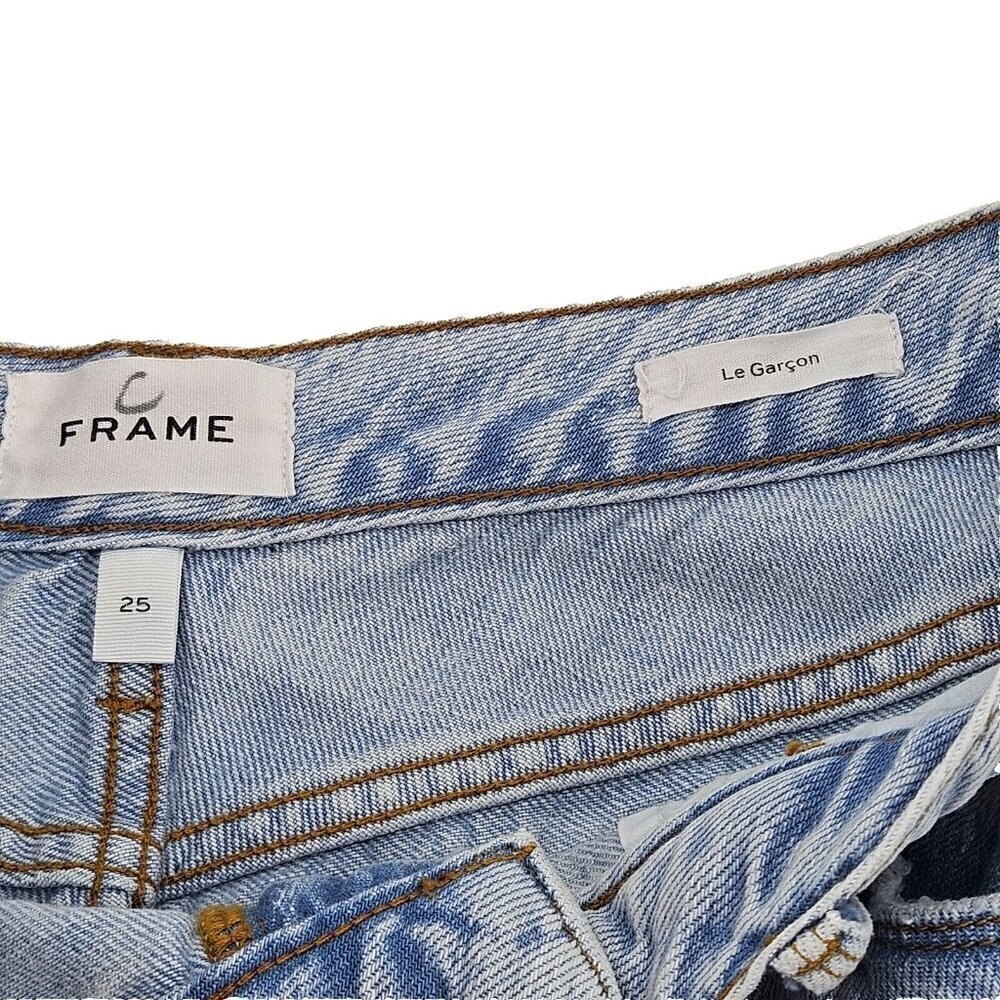 Frame Le Garcon Distressed Boyfriend Jeans In Natoma Light Wash Women’s Size 25 - Picture 6 of 11